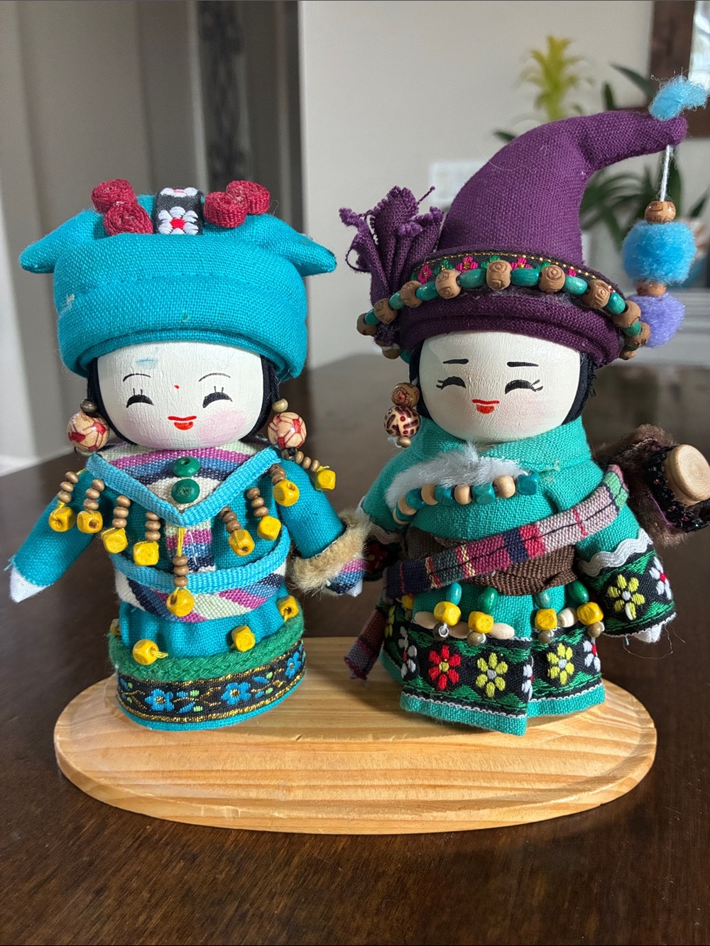 KUNMING HUBUNG CHINESE HANDMADE CLOTH & WOOD TRADITIONAL DOLL COUPLE